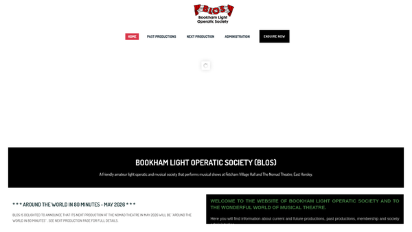 Screenshot of the Bookham Light Operatic Society website