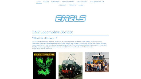 Screenshot of the Em2 Locomotive Society website