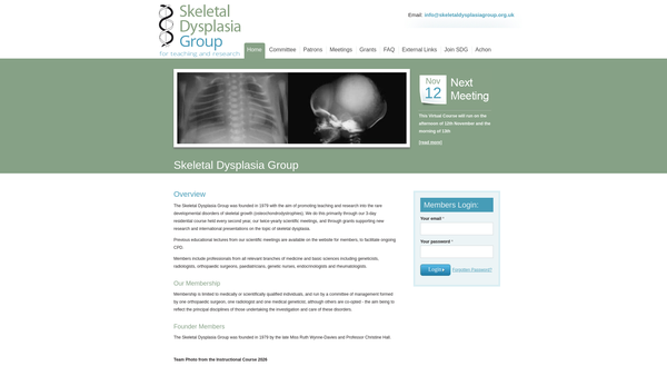 Screenshot of the Skeletal Dysplasia Group For Teaching And Research website