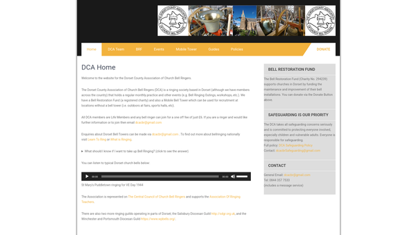 Screenshot of the Dorset County Association Of Church Bellringers Bell Restoration Fund website