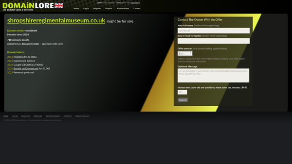 Screenshot of the Shropshire Regimental Museum Trust website