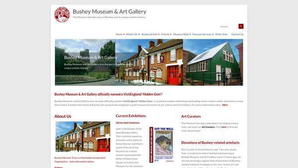 Screenshot of the Bushey Museum Trust website