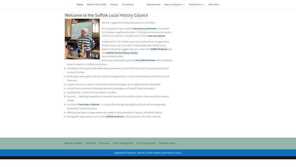 Screenshot of the Suffolk Local History Council website