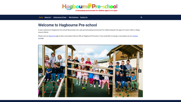 Screenshot of the Hagbourne Pre-School website
