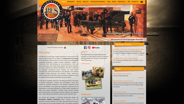 Screenshot of the Palmerston Forts Society website