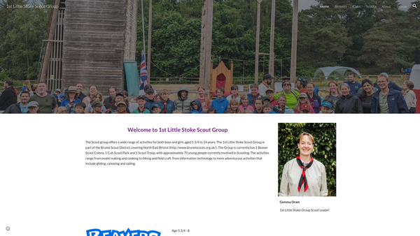 Screenshot of the 1st Little Stoke Scout Group website