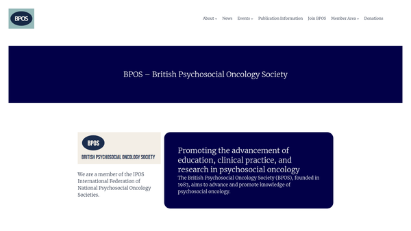 Screenshot of the British Psychosocial Oncology Society website