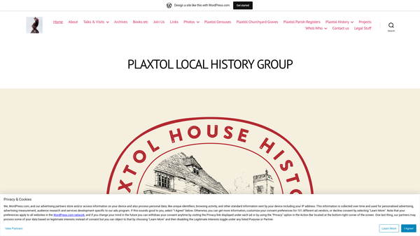 Screenshot of the Plaxtol Local History Group website