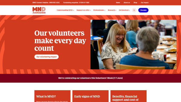 Screenshot of the Motor Neurone Disease Association website