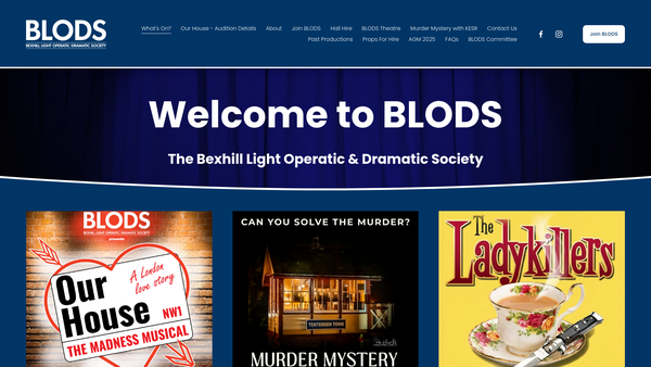 Screenshot of the Bexhill Light Operatic And Dramatic Society website