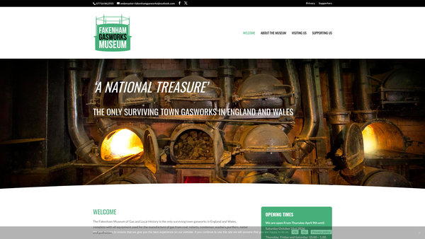Screenshot of the The Fakenham Town Gas Works Museum Trust website