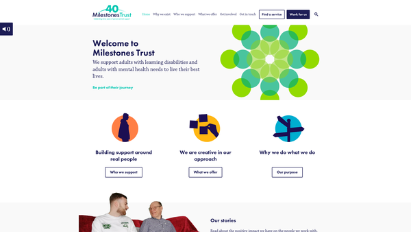 Screenshot of the Milestones Trust website
