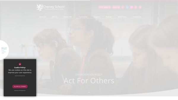 Screenshot of the Cheney School Association website