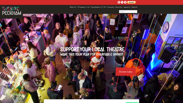 Screenshot of the Theatre Peckham website