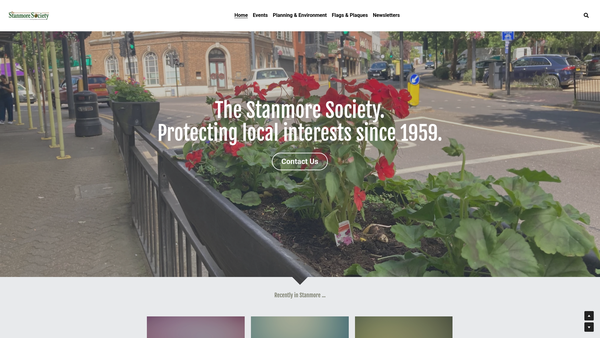 Screenshot of the The Stanmore Society website