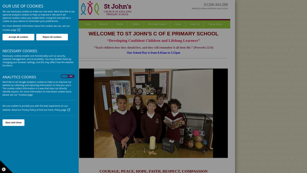 Screenshot of the The Fundraisers Association For St John's School (Colchester) website