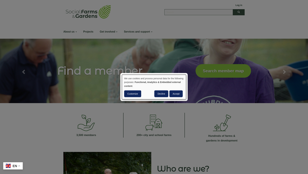 Screenshot of the Social Farms And Gardens website
