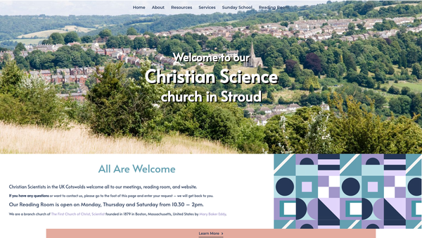 Screenshot of the First Church Of Christ, Scientist, Stroud website