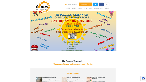 Screenshot of the The Forum @ Greenwich website