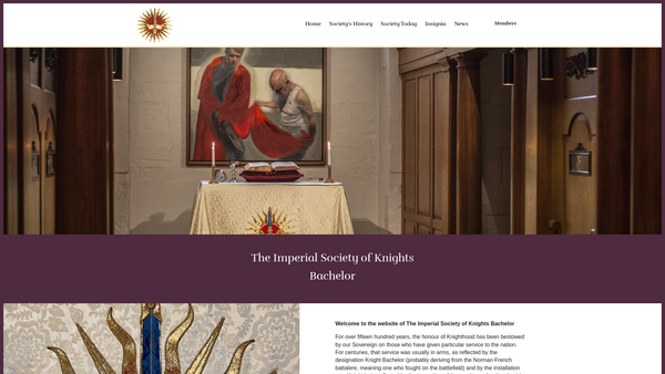 Screenshot of the Imperial Society Of Knights Bachelor website