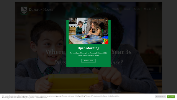 Screenshot of the Durston House School Educational Trust Limited website