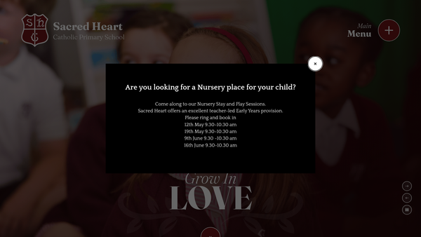 Screenshot of the Sacred Heart School Parent Teachers Association website