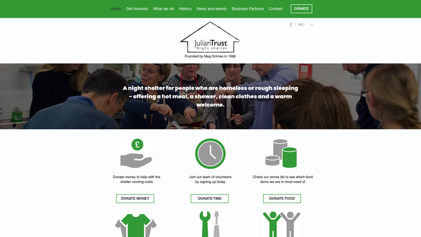 Screenshot of the The Julian Trust website