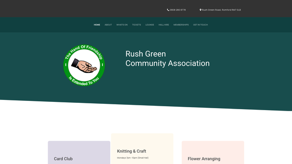 Screenshot of the Rush Green Community Association website