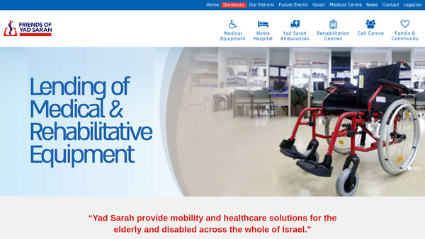 Screenshot of the Friends Of Yad Sarah website
