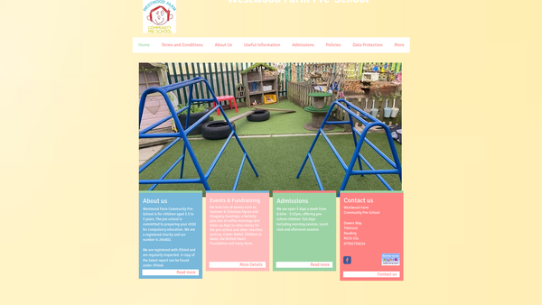 Screenshot of the Westwood Farm Community Pre-School website