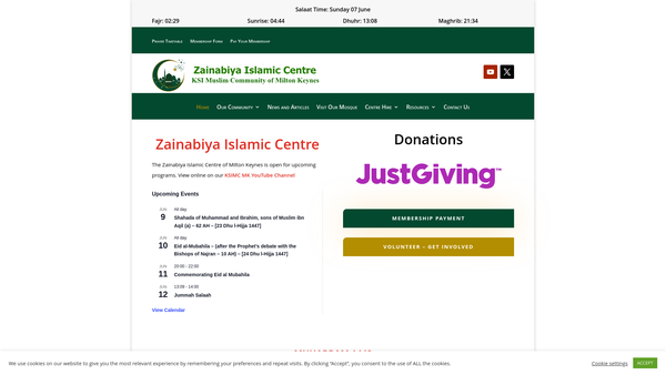 Screenshot of the Ksi Muslim Community Of Milton Keynes website