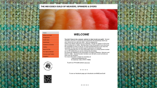 Screenshot of the Middle Essex Guild Of Weavers, Spinners And Dyers website