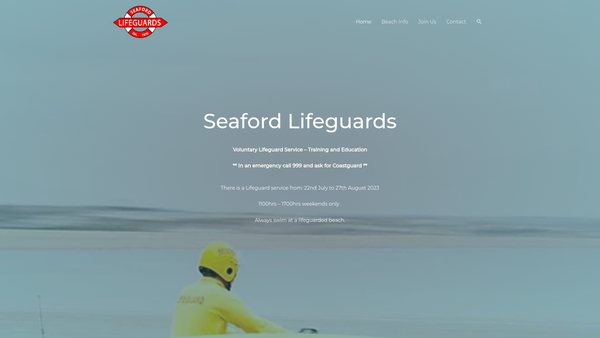 Screenshot of the Seaford Lifeguards website