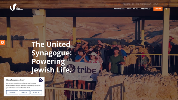 Screenshot of the The United Synagogue Youth Charity website