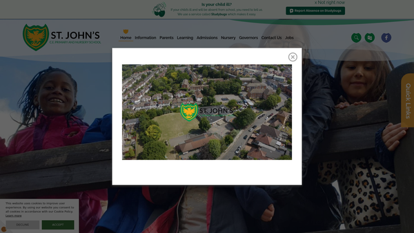 Screenshot of the St John's Primary School Whetstone Parent Teacher Association website