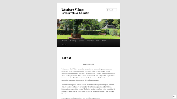 Screenshot of the Westbere Village Preservation Society website