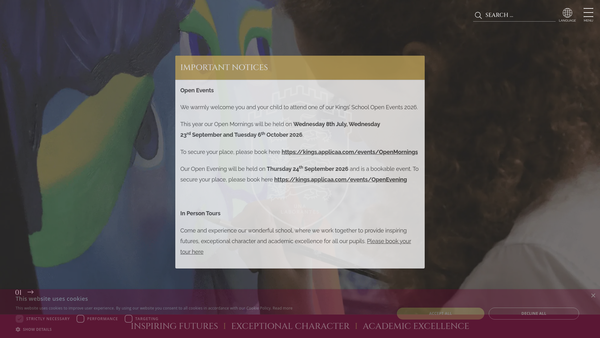 Screenshot of the King's School Association website
