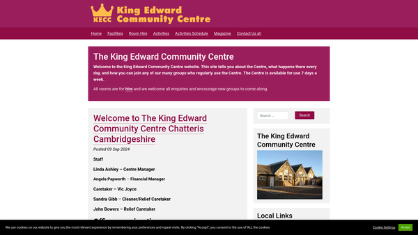 Screenshot of the King Edward Community Centre Association website