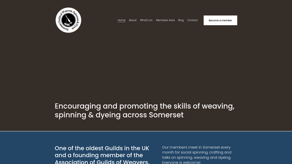Screenshot of the Somerset Guild Of Weavers, Spinners And Dyers website