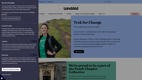 Screenshot of the Landaid Charitable Trust Limited website