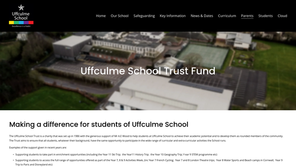 Screenshot of the Uffculme School Trust website