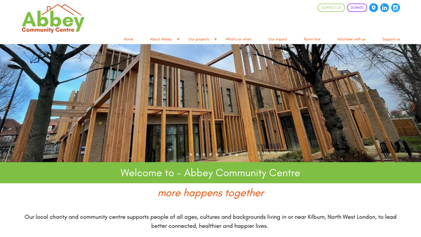 Screenshot of the Abbey Community Centre website