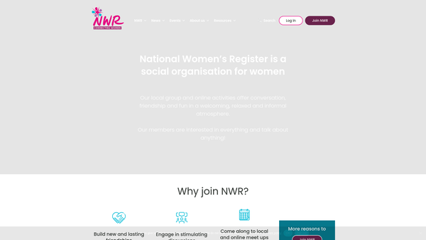 Screenshot of the National Women's Register website