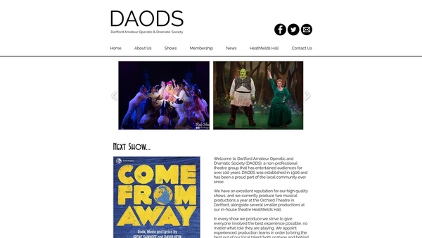 Screenshot of the Dartford Amateur Operatic And Dramatic Society website