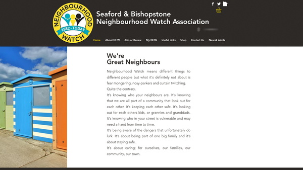 Screenshot of the Seaford And Bishopstone Neighbourhood Watch Association website