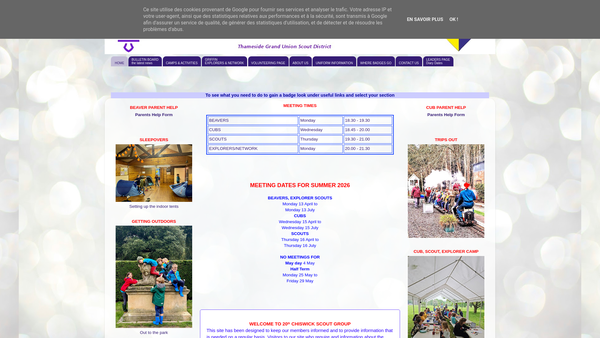 Screenshot of the 20th Chiswick Scout Group website