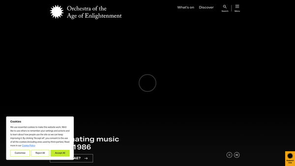 Screenshot of the Orchestra Of The Age Of Enlightenment website