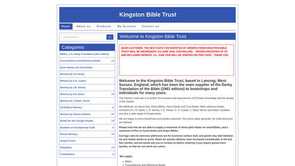 Screenshot of the Kingston Bible Trust website