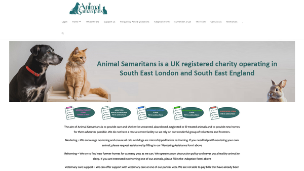 Screenshot of the Animal Samaritans website