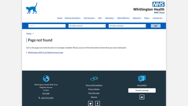 Screenshot of the Whittington Babies website